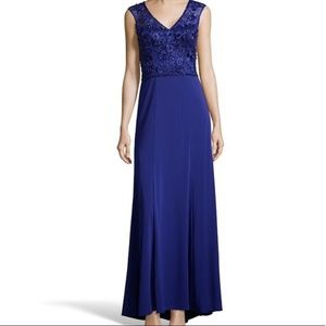 Sue Wong Women's Sapphire Beaded Mesh Dress